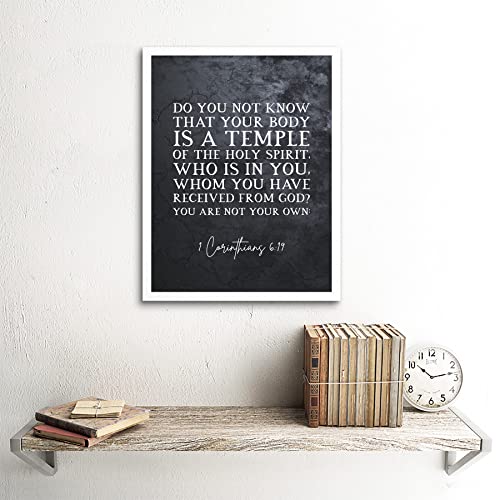 Artery8 1 Corinthians 6:19 Your Body is a Temple of the Holy Spirit Christian Bible Verse Quote Scripture Typography Art Print Framed Poster Wall Decor 12x16 inch