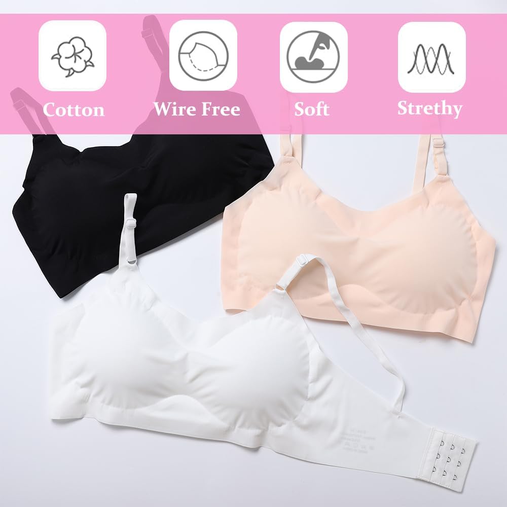 Girls’ Training Bras – Teen Wireless Bralettes with Adjustable Eye Hook Zero-Feel Sports Underwear Tops for Ages 12–18
