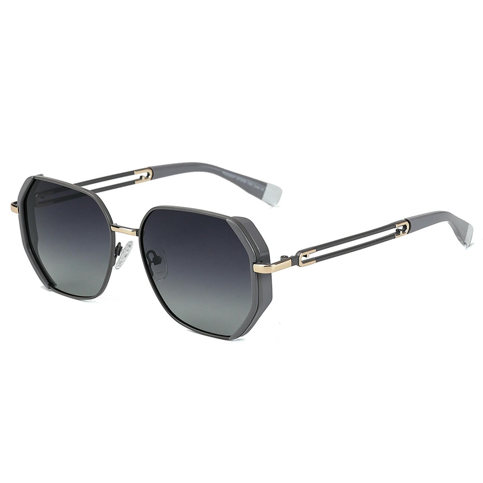 Sonnenbrille Damen Damenmode Gradient Polygonal Geht Aus Strand Straße Schießen Pendeln Sonnenviser-c48 Goldrahmen Progressives Grau
