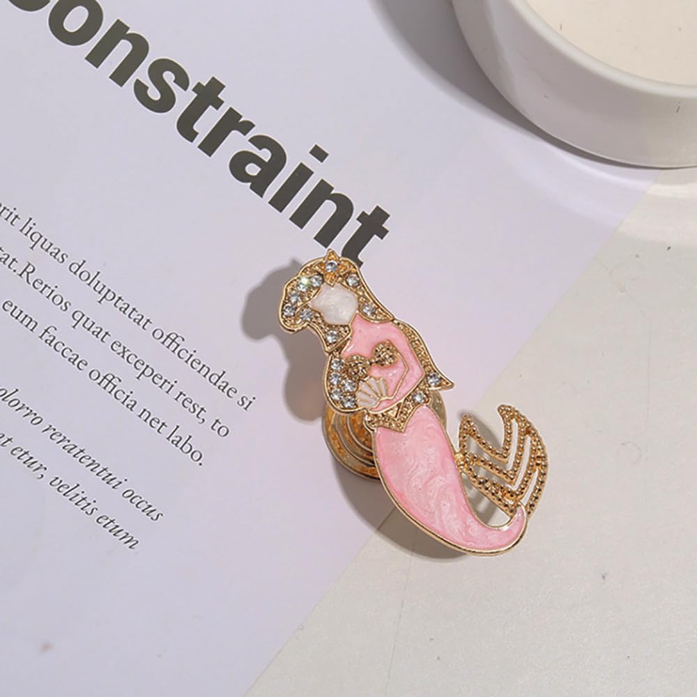 3Pcs Mermaid-Princess-Drawer-Knobs, Diamonds-Pink-Ocean-Diamonds-Dresser-Pulls, Unique-Kawaii-Mermaid-Cabinet-Knob, Furnitures-Decor-Handles (Pink)