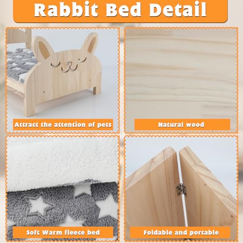Cama de madera para conejos plegable que soluciona el estrés del descanso 7