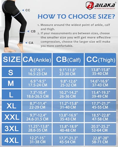 Image of Ailaka Medical Compression Stockings for Women Men, Thigh High Footless 20-30mmHg Graduated Compression Socks with Silicone Band for Varicose Veins, Edema, Post-Surgery