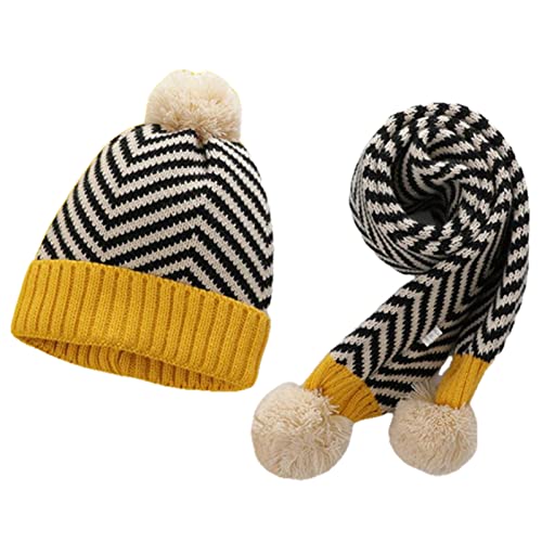 Gorro de invierno para niños y bufanda de punto rojo 44-52cm set infantil de 2 piezas con pompones 2
