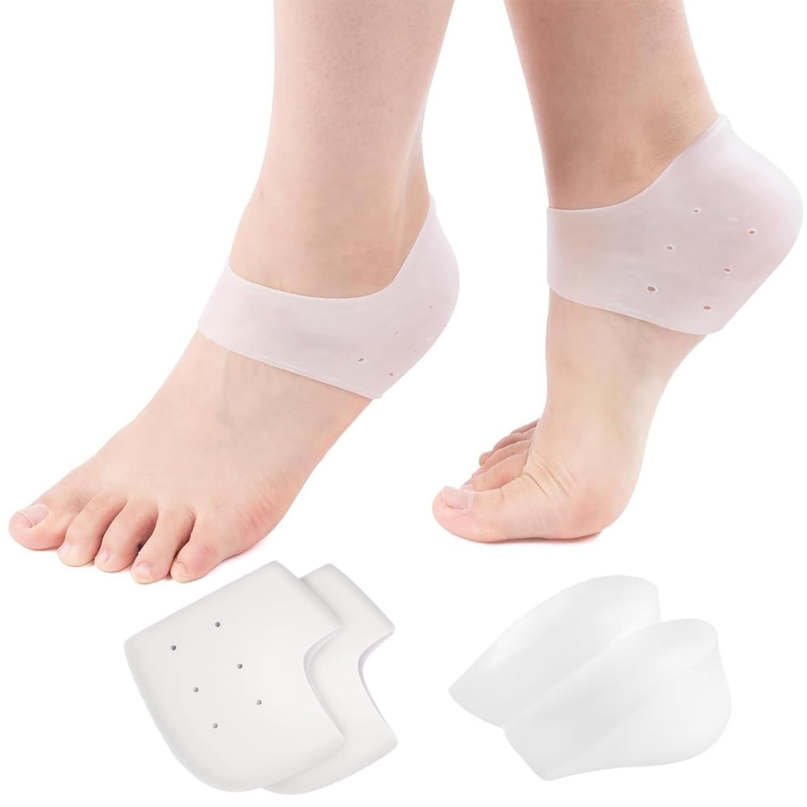 2 Pares Protectores de Talón de Silicona, Protector Talon Zapato, Hombres y Mujeres Protector Talon Zapato, para Talones la Fascitis Plantar, Espolones Tacón, Alivia el Dolor de Talón
