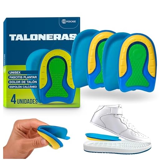 Podcase - Pack de 4 Taloneras para Corregir la Fascitis Plantar y Espolón Calcaneo - Plantillas de Silicona para Hombre y Mujer - Pantilla de gel para espolones - Unisex