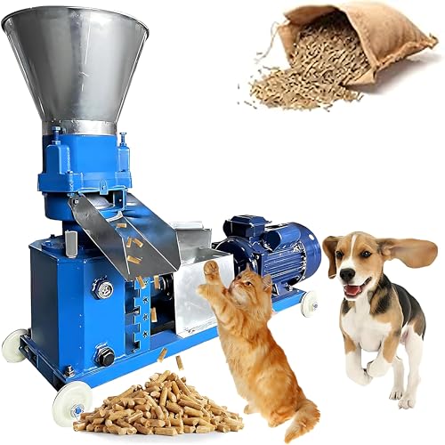 Dfdieratve Futtermittel-Pelletpresse für Haushalt und Hof - Trocken-/Nassgranulierung, 2,5-8 mm Matrizen, Kapazität 80-100 kg/h, für Stroh, Heu, Futter, Katzenstreu, Vielseitig 6mm