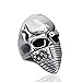 ELFASIO Men's Stainless Steel Ring Band American Flag Mask Skull Gothic Biker Jewelry(Size 11)