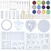 EuTengHao 178Pcs DIY Casting Silicone Resin Molds Kit Contains Glitter Powder Jewelry Necklace Pendant Resin Molds Big 3D Heart Resin Mold Round Tray Silicone Mold with Making Tools Spoons Droppers