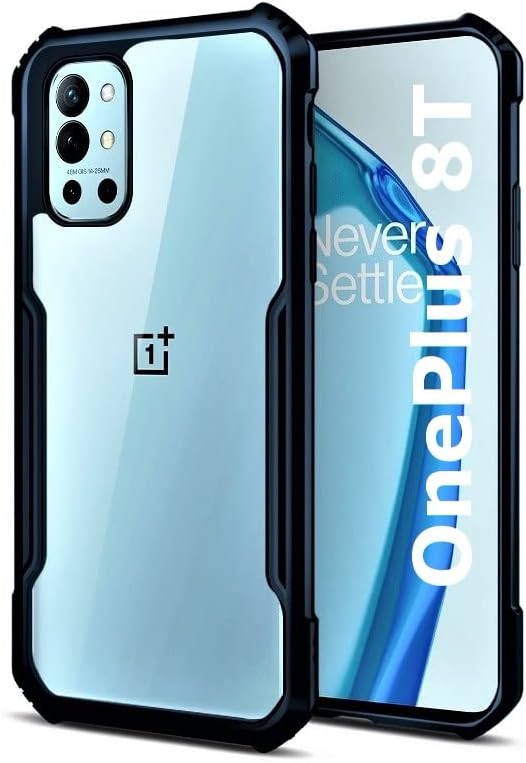 REALCASE OnePlus 8T Back Cover | Silica Gel Crystel Clear Soft Transparent Back | Side Shock Proof Bumper Back Case for Oneplus 8T (X Black)