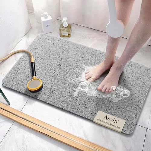 Asvin Soft Textured Bath, Shower, Tub Mat, 24x32 Inch, Phthalate Free, Non Slip Comfort Bathtub Mats with Drain, PVC Loofah Bathroom Mats for Wet Areas, Quick Drying by Asvin - Used condition - US$18.77