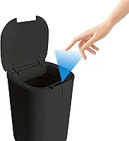 Lixeira inteligente de 16 litros com sensor automático, ideal para banheiros, cozinhas e escritórios (Alimentado por bateria(Não incluída)-Preto)