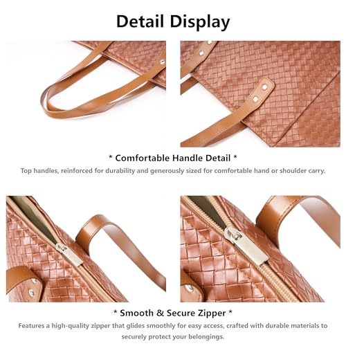 Bolso tote para mujer de cuero PU vegano tejido miniatura 4