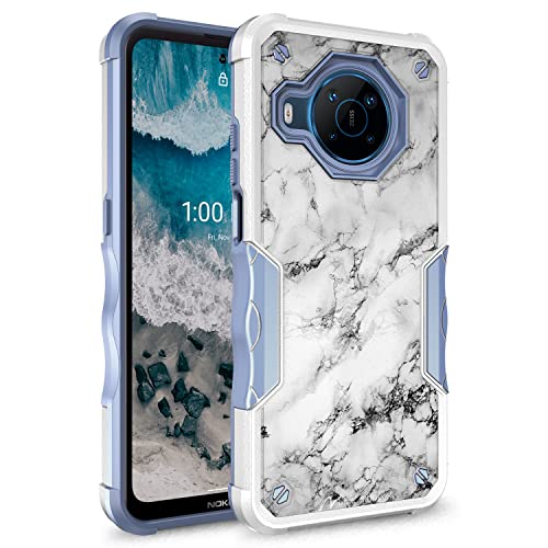 Coque Nokia X100 5G antichoc coque hybride double couche robuste marbre blanc