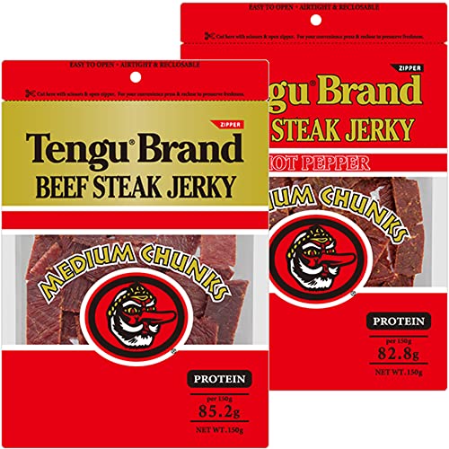 テング ビーフジャーキー ミディアムチャンク (レギュラー・ホット) 組合せ 150g×2 おつまみ 天狗（Amazon）