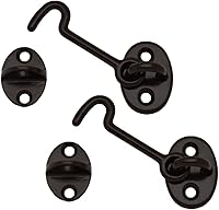 Vista 16 de QCAA Gancho de cabina de latón forjado, 2-1/2 pulgadas, latón vibrado, paquete de 4