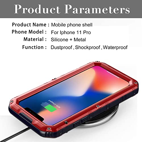 Coque étanche IP68 métal antichoc rouge pour iPhone 12
