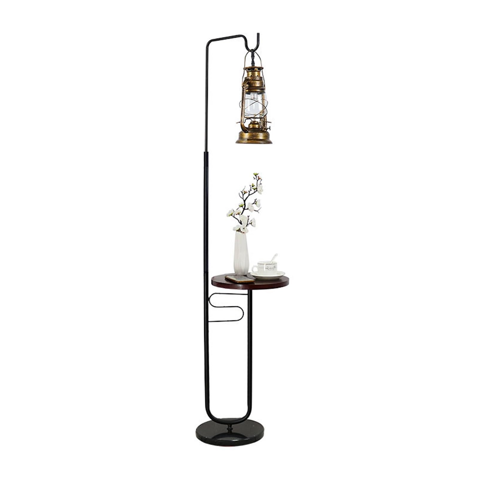 E7v2t9k6 One Color Standard Lamp Rustic Floor Lamp With Tray, Standing With Remote Control, Tall For Living Room Fits In Modern Decor Corner