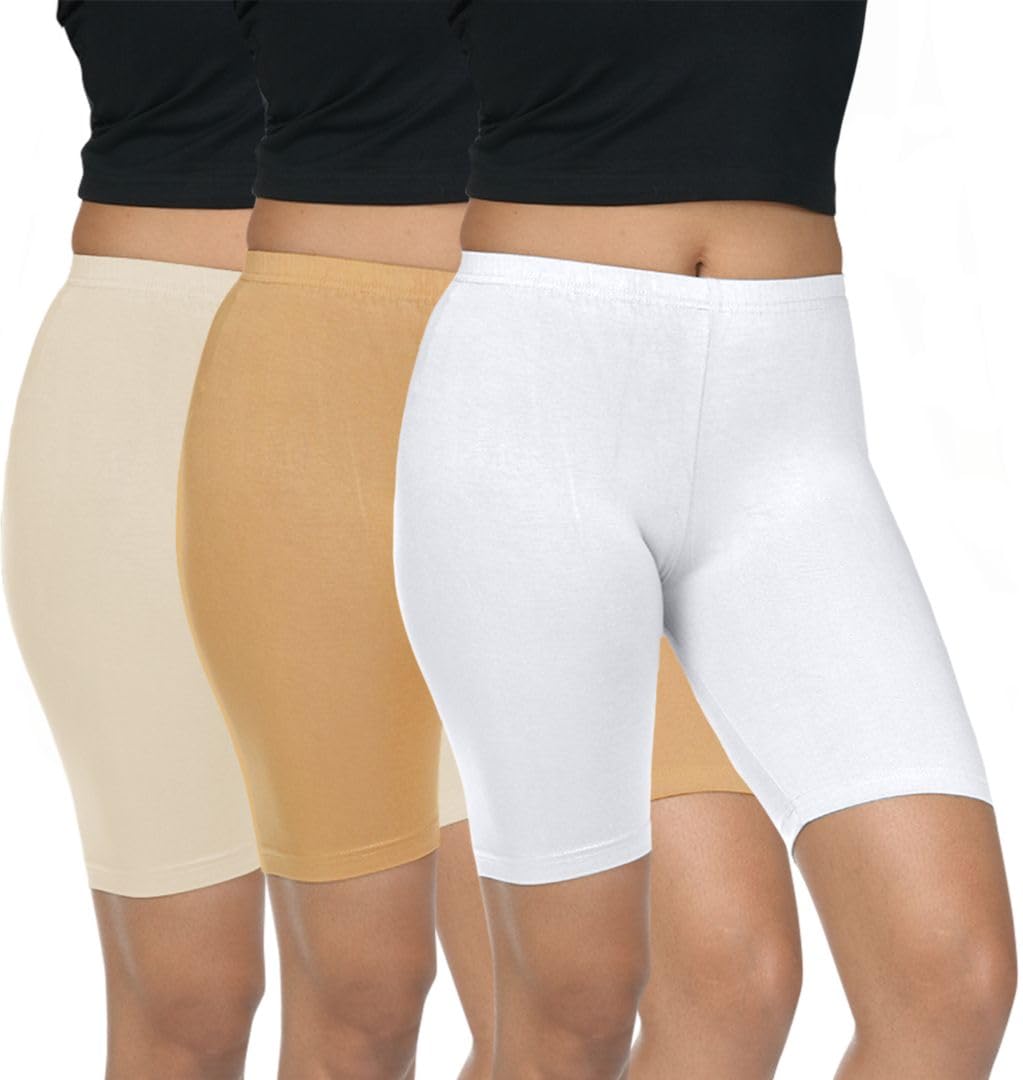 Pack of 3 Women Viscose Blend Solid Shorts (Cream/Honey)-image-20