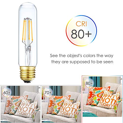 Leools Led Tube Bulb Glass 4W Dimmable Edison T10 Tubular Bulb,E26 Medium Base Filament Lamp 40 Watt Incandescent Bulb Equivalent 2700K Warm White,Clear Glass,No Flicker,3 Pack. #TOP5