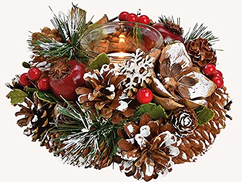 Weihnachtskranz mit Windlicht Kranz aus Holz Glas und Kunststoff -...