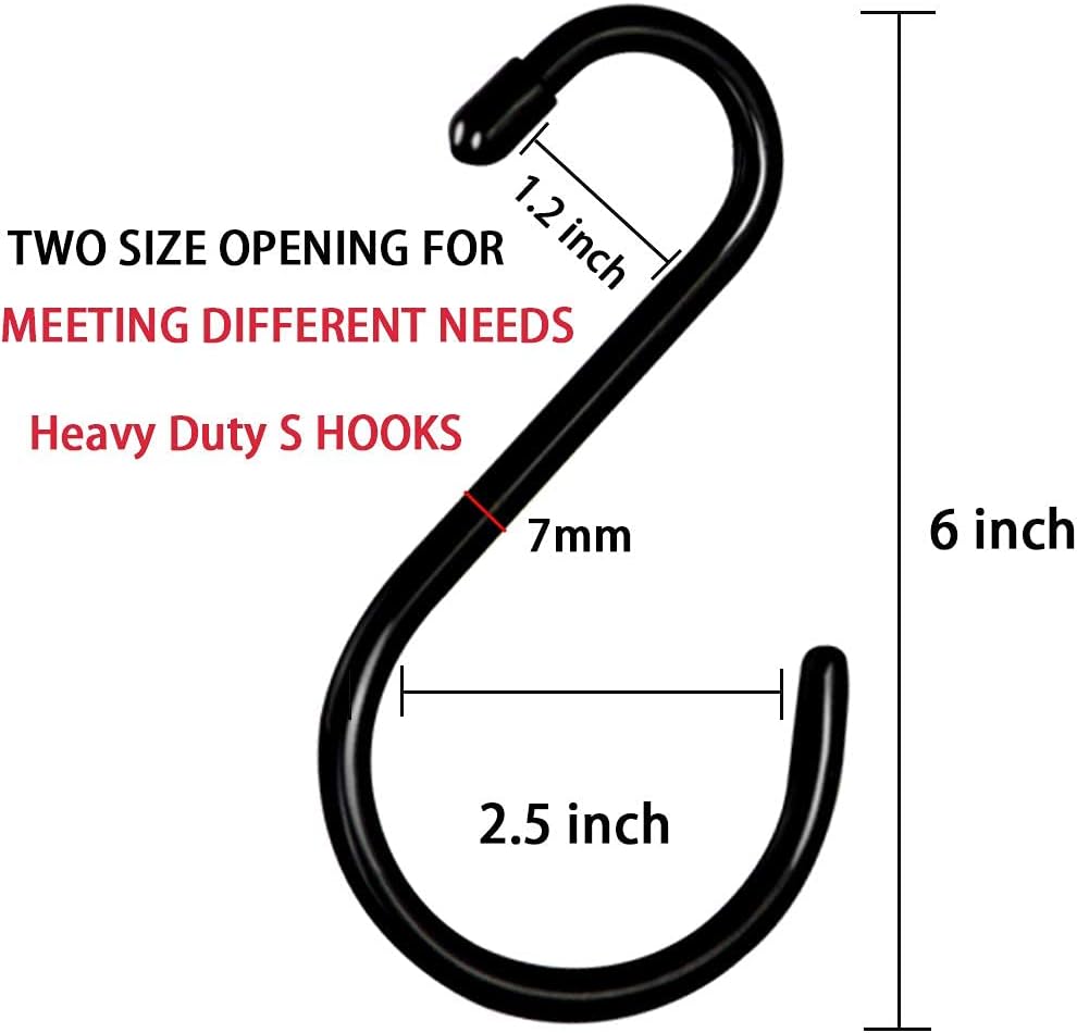 DINGEE 6 Inch Rubber Coated Heavy Duty S Hooks,Large Metal Strong Utility 7mm Thick Non Slip S Hooks for Hanging Plants Outdoor,Clothes,Heavy Items Tools,Hoses,Pots Pans,4 Pack : Home & Kitchen