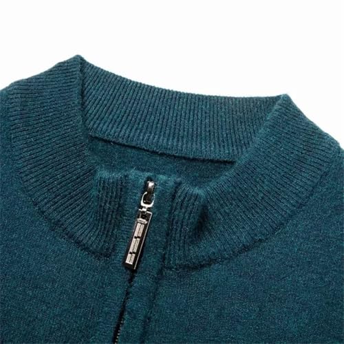 Men's Zipper Business Cardigan, Long-Sleeved Solid Color Knitted Cardigan3