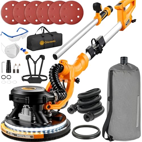 Electric Drywall Sander, 950W Drywall Power Sander with Vacuum Dust Collector, 9 Variable Speed 800-2100RPM, LED Light, Dustless Wall Sander for Drywall, Popcorn Ceiling, Corner etc