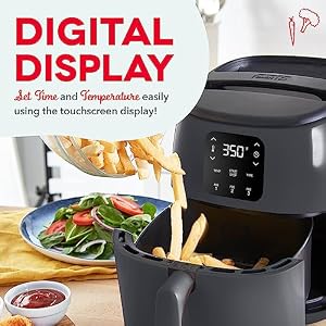 DASH Tasti-Crisp™ Electric Air Fryer Oven, 2.6 Qt., Grey – Compact Air Fryer for Healthier Food in Minutes, Ideal for Small Spaces - Auto Shut Off, Digital, 1000-Watt DASH Tasti Crisp Electric Air Fryer Oven 26 Qt Grey–Compact Air Fryer for Healthier Food in Minutes Ideal for Small Spaces Auto Shut Off Digital 1000 Watt