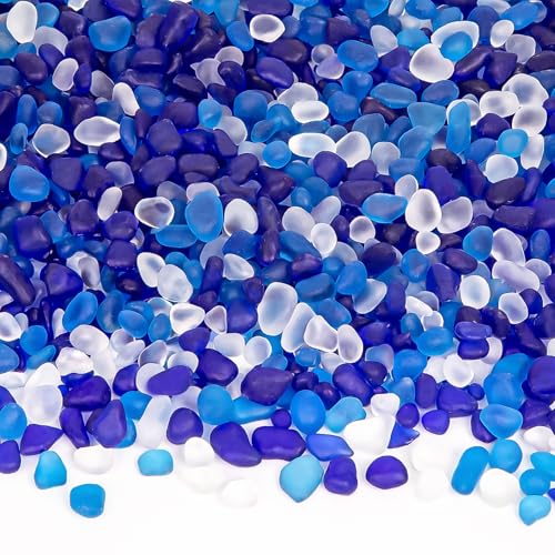 QEQEKAKA Glassteine zum Basteln, ca. 1180 g, Glas-Kieselsteine, Edelsteine, Großpackung für Strand, Hochzeit, DIY-Dekoration, Aquarium, Schildkröte, Aquarium, Vasenfüller