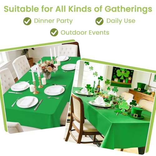 Image of Mulbozy Green Plastic Table Cloth Disposable 4 Pack, 54 x 108 Inch Tablecloths Rectangle, Green Plastic Table Cover for Party Decor