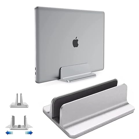 Vertical Laptop Stand Holder Desktop Aluminum Stand for MacBook with Adjustable Dock Size Fits All MacBook Surface Chromebook