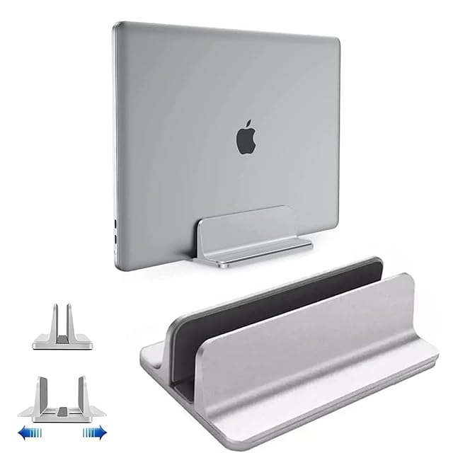 Vertical Laptop Stand Holder Desktop Aluminum Stand for MacBook with Adjustable Dock Size Fits All MacBook Surface Chromebook