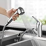 ZWEI WASSERSTRAHLARTEN - Dieser Wasserhahn Küche hat einen ausziehbaren Duschkopf für den flexiblen Einsatz (Dehnbare Länge 60 cm). 2 Sprüharten: Normal- und Brausestrahl. Unterschiedliche Strahlarten, die sich auf Knopfdruck wechseln lassen. Mit einem Schwerkraftball ausgestattet, und der Duschkopf springt nach Gebrauch automatisch wieder an seinen Platz.