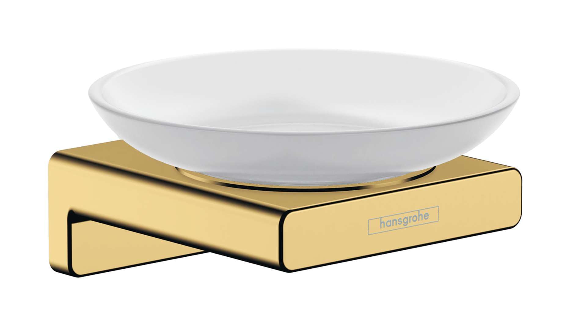 hansgrohe AddStoris - Seifenschale, Seifenablage für Wandmontage, verdeckte Befestigung, Badezimmer Zubehör, Polished Gold Optic, 41746990