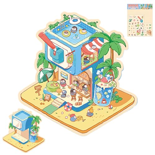 3D ハウスステッカー 3dハ ウス ステ ッカー セット ミニチュア 手帳 小屋シール ハウ スークリエイティブミニチュ ア 漫画ステ ッカー シーンシール 造景 コラージュ 紙ミニ チュア模型