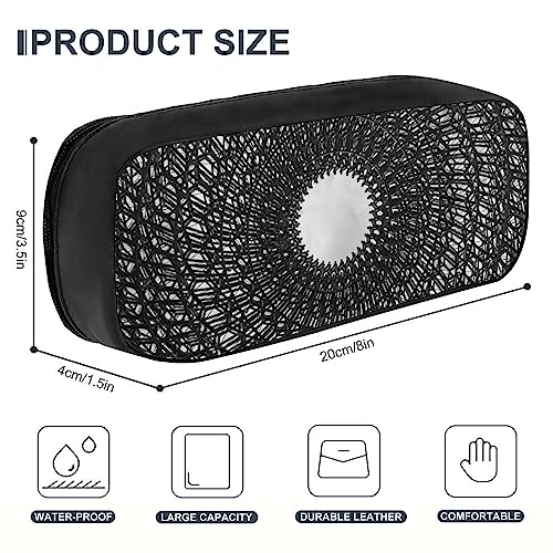 Fionel Sky-Through-A-Wrought-Iron-Dome Pu Leather Quad Pen Case Zipper Pencil Pouch Holder For Pens Case Office Storage Box Organizer Pen Bag(8×1.5×3.5 In) #TOP1