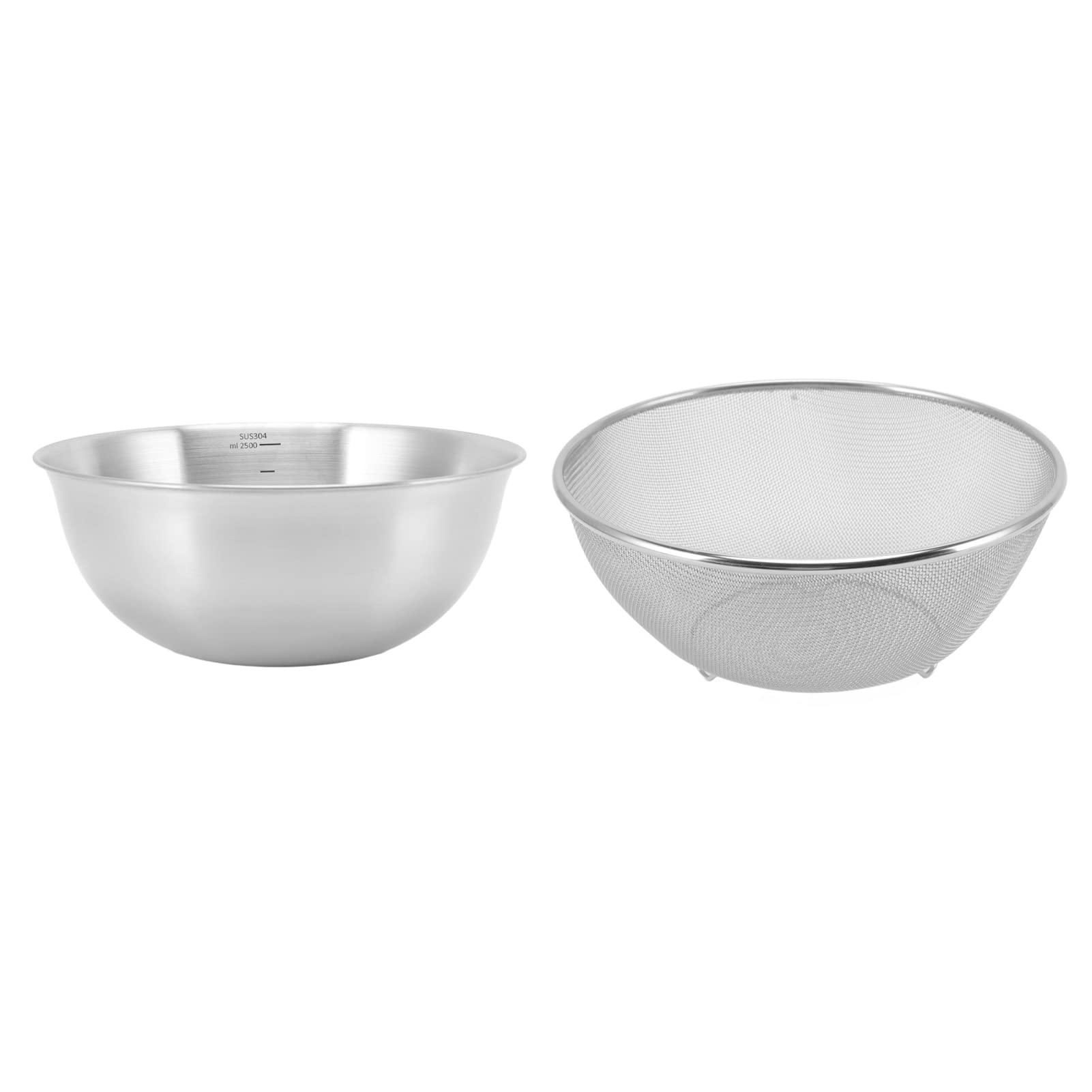 Colador de Acero Inoxidable, Colador de Colador para Cocina, Colador de Metal, Coladores de Malla Fina de Acero Inoxidable (Cuenco+Pantalla de malla)