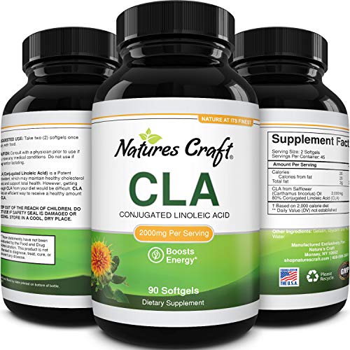 Conjugated Linoleic Acid CLA Supplement - CLA Safflower Oil Lean Muscle Mass Pre Workout Supplement for Men and Women for Natural Muscle Builder - 2000mg CLA Supplements with Essential Fatty Acids