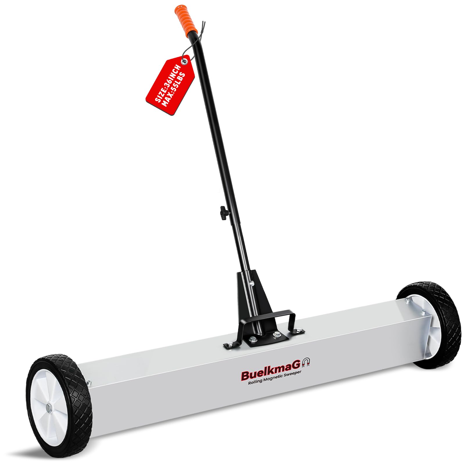 Magnetyczna zamiatarka na kółkach, 91,4 cm, zamiatarka magnetyczna 25 kg, wytrzymała zamiatarka magnetyczna z długim regulowanym uchwytem do garażu i podwórza