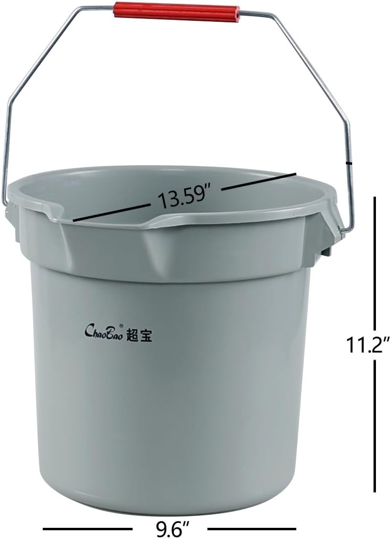 4 Packs Plastic Cleaning Bucket with Spout and Grip Handle, 14 Quart Round Utility Water Pail for Car Washing, Camping, Cleaning, Mopping, Paint