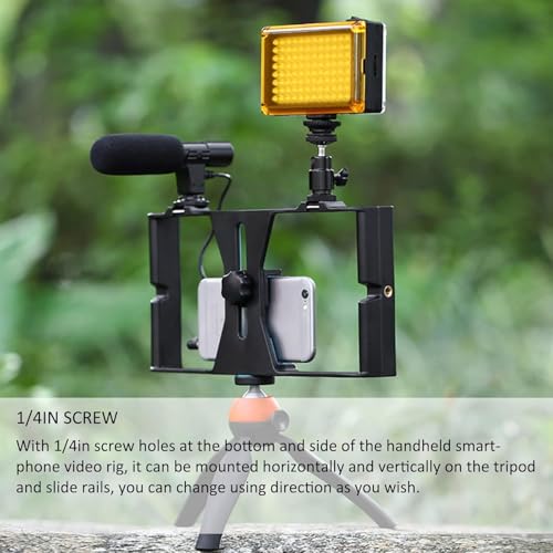 Image of Smartphone Video Rig, Phone Video Stabilizer Camera Case Mount Holder for Filmmaking and Vloging, with Cold Shoe Mount for Smartphone, for Streaming Equipment (RED Cage Rig)