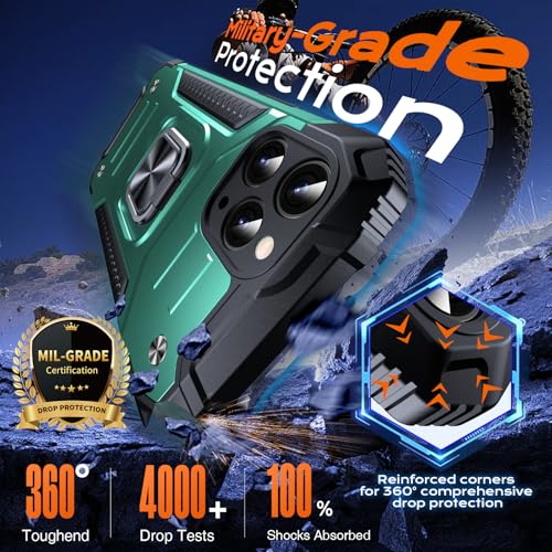 Image of Anqrp Heavy Duty Case for iPhone 11 Pro Case with Enhanced Ring Holder Grip Stand, Military Grade Shockproof Rugged Drop Protective Silicone Hard Slim iPhone 11 Pro Phone Case Cover,Forest Green