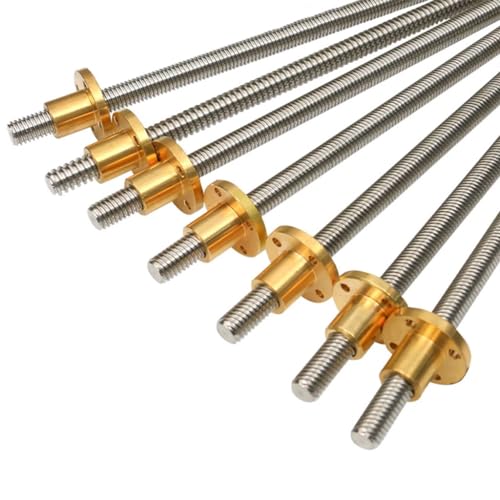 DOSHXI 3D Printers Parts T12 Lead Screw, Length 100mm-1000mm Lead 3mm Pitch 2mm Trapezoidal Stainless Steel Screws with Copper Nut, 1pcs(800mm)