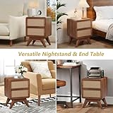 AVZEAR Mid Century Night Stand Set of 2, Wood Bedside Table Curved Round Edge Nightstands with 2 Drawers and Solid Wood Legs, End Table Side Table for Small Space, Dorm, Bedroom(Walnut) - Image 9