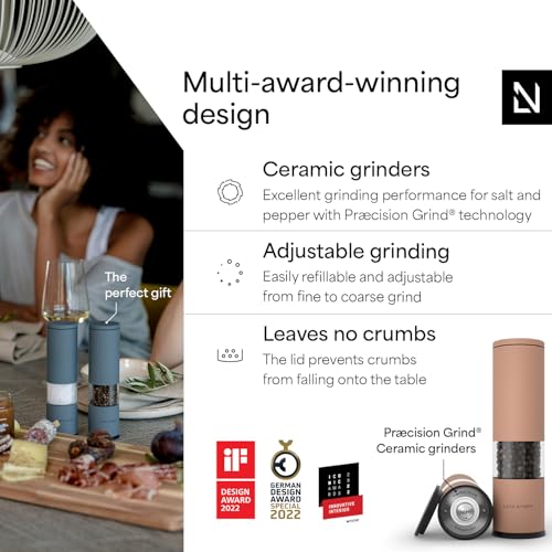 Image of LARS NYSOM Salt and Pepper Grinder Set Manual, Stainless Steel Salt and Pepper Mills with Adjustable Ceramic Grinder I Design Spice Shakers (Blush Rose)