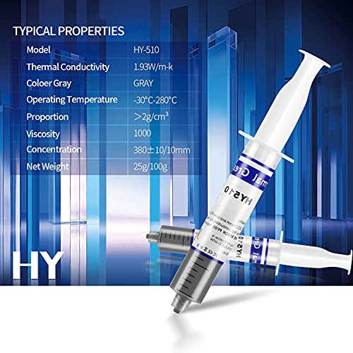 HY-510-100g (25g*4) Thermal Conductivity: >1.93W/m-k CPU Thermal heatsink Paste Silicone Grease Compound Non-Conductive for pc CPU gpu PS4 100 Gram - Image 4