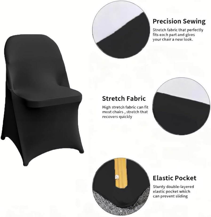 30 pcs black folding chair cover washable removable universal fitted chair cover protector for wedding party banquet holidays celebration decoration chair covers black-b 30pcs