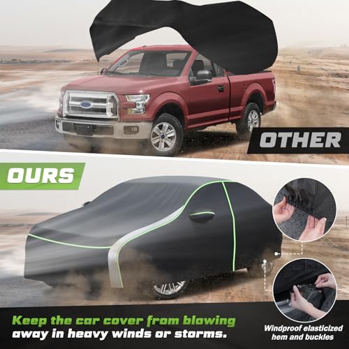 Image of Mixsuper Liner Car Cover for Ford F-150 F-250 F-350 2001-2026 (Only for 5.5Ft Bed), 7 Layers Waterproof Car Cover Accessories for F150 F250 F350 with Zipper Door, Windproof Straps, Reflective Strips