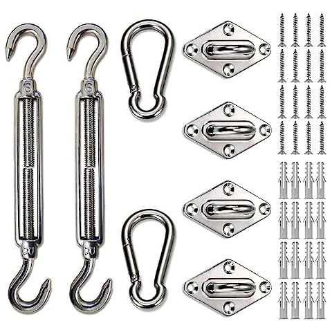 SUNLAX Shade Sail Hardware Kit, 8 inch 304 Anti-Rust Stainless Steel Mounting Accessory for Outdoor Rectangle Shade Sail Installation Cover