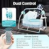 WINNIESHOP Electric Rocking Bassinet Smart Bassinet for Baby Automatic with 5 Swing Speeds & Soothing Musics, Electric Baby Swing, Nets+Mattresses (Blue+4 Timers+Feeding Bottle Stand) #1